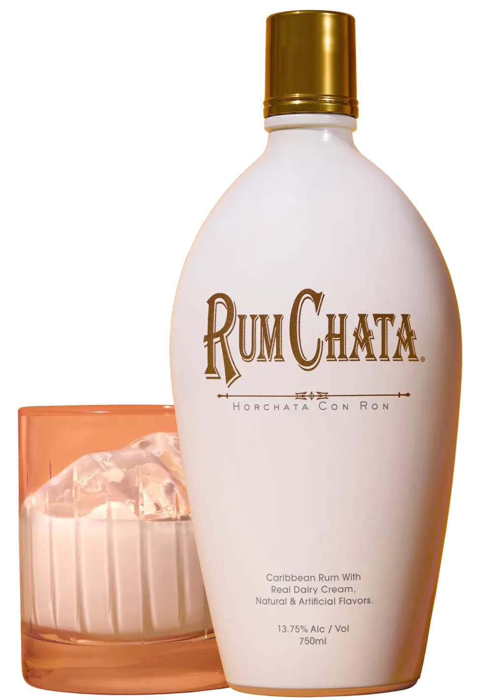 Rumchata horchata on ice and Rumchata bottle